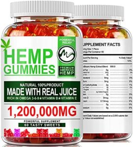 (2 Pack) Hemp Gummies 1,200,000mg Large Power – Fruity Gummy Bear with Hemp Oil, 100% Normal Hemp Candy Supplements