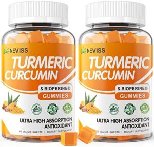 Turmeric Curcumin Gummies with Black Pepper & Ginger Root – 1000mg Turmeric Supplement, Supports Comfort and ease and Adaptability, Vegan Turmeric Gummies for Older people with 95% Curcuminoids, 120 Count