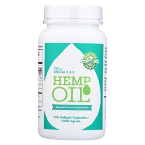 Manitoba Harvest Hemp Seed Oil Softgels, 780 Mg of Plant Dependent Omegas 3 & 6 for every Serving, 120 Ct