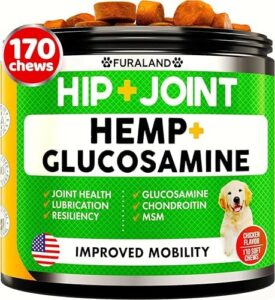 Hemp Hip and Joint Complement for Puppies – Glucosamine for Pet dogs – 170 Pet dog Joint Pain Aid Treats – Chondroitin, Hemp Oil, MSM – Mobility & Flexibility Assist – State-of-the-art Joint Wellbeing – Created in United states of america